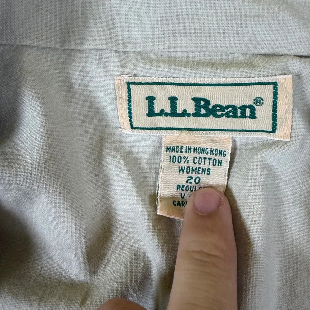 LL Bean Womens 20 Khaki Tan 100% Cotton 3 Button Blazer Chore Jacket Vintage - Picture 3 of 4